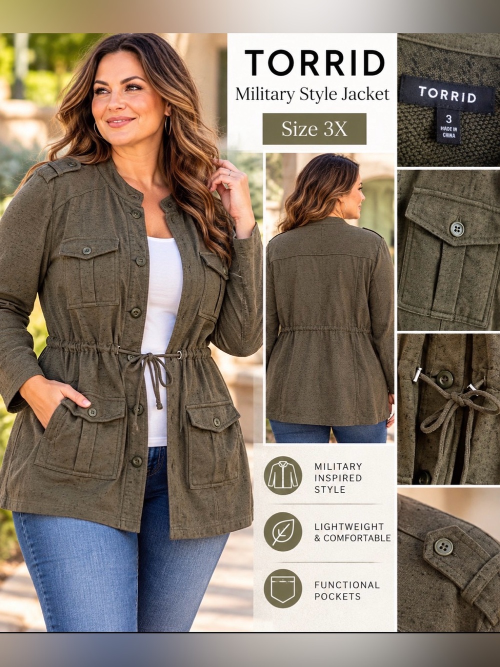 torrid Olive Green Utility Trench Coat